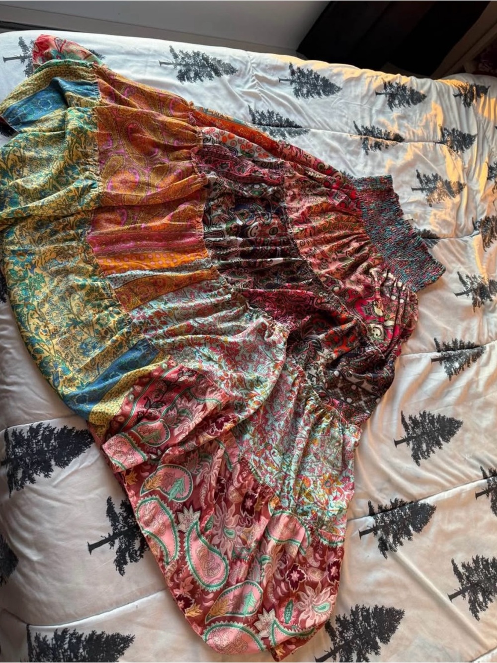 Boho Multi-Color Tiered Maxi Skirt